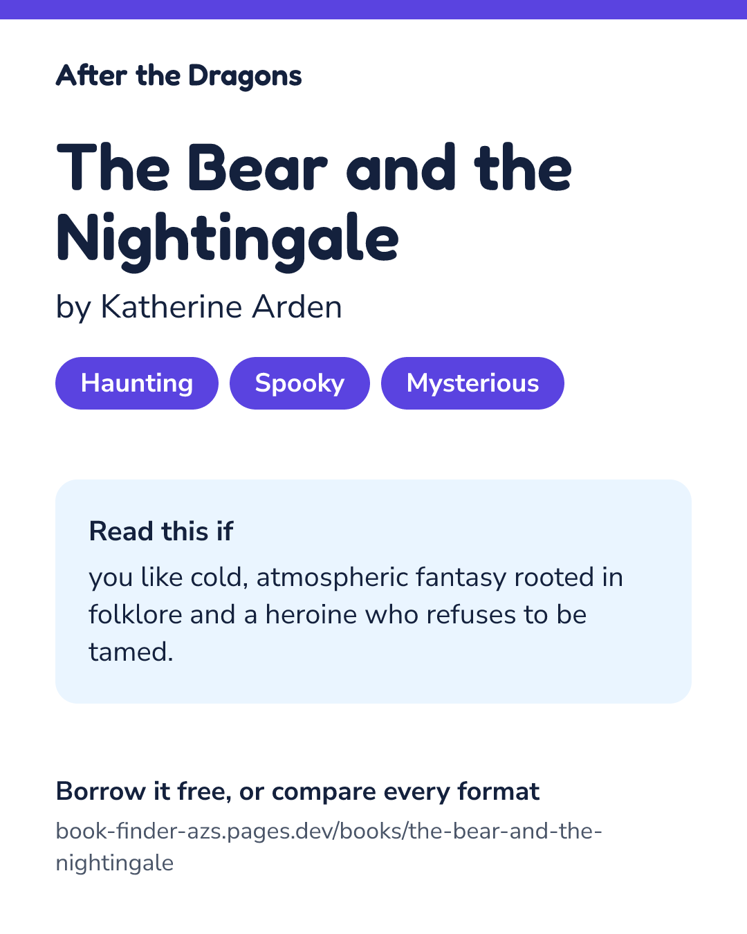 Share card for The Bear and the Nightingale