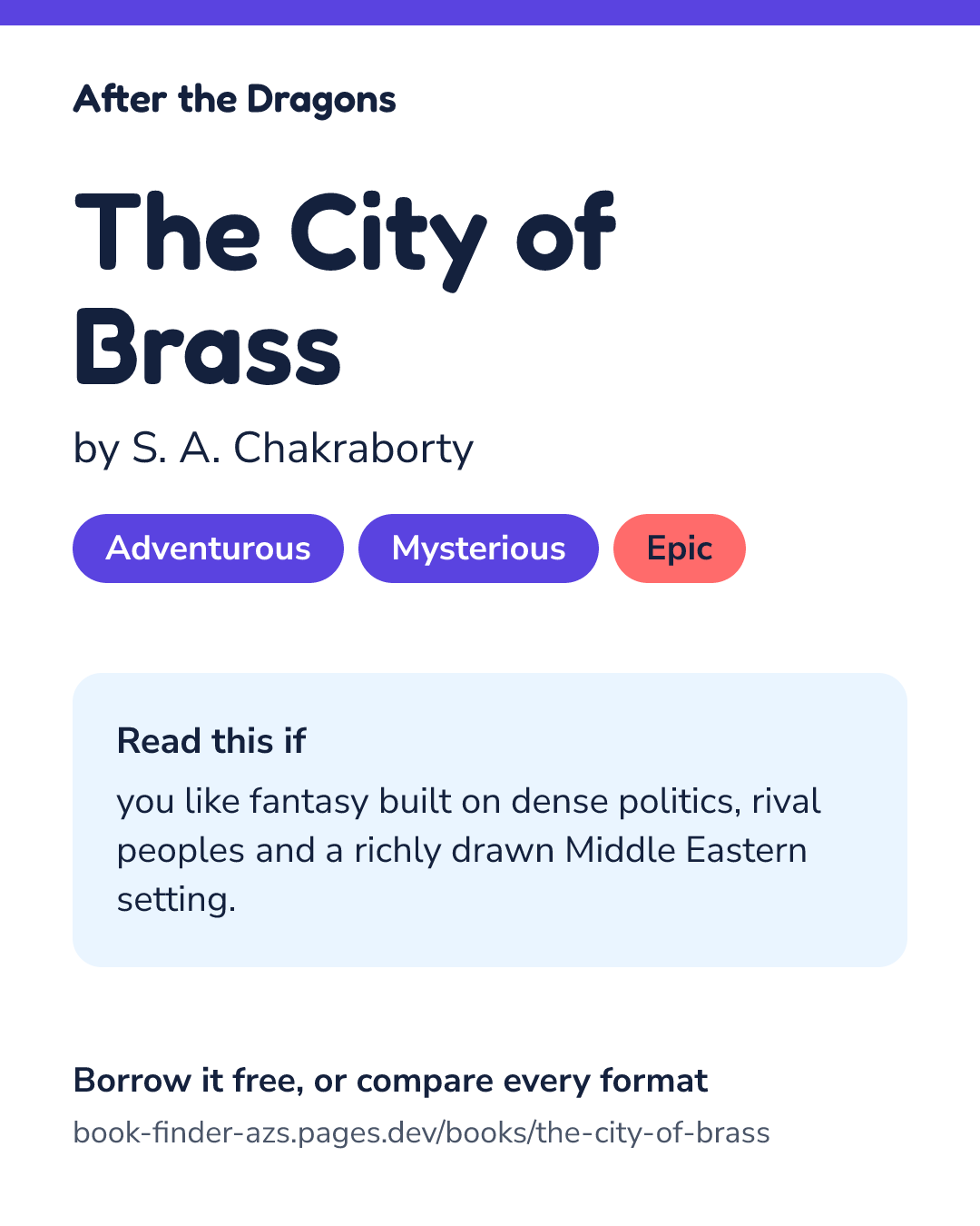 Share card for The City of Brass