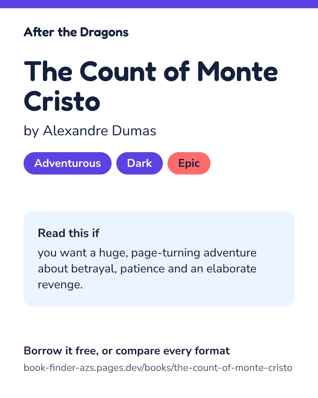 Share card for The Count of Monte Cristo