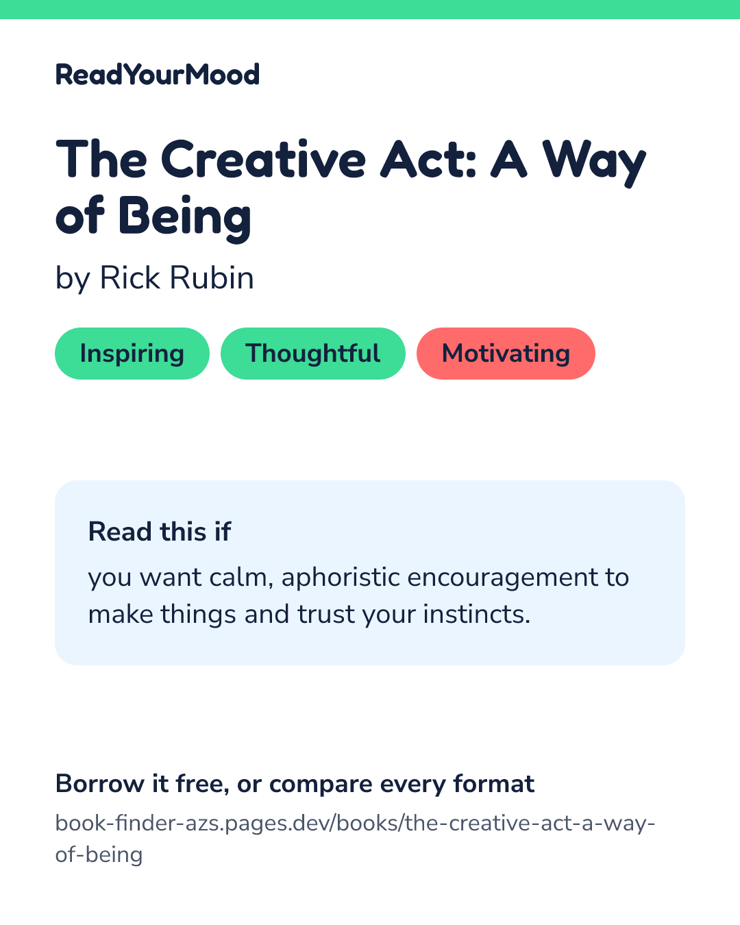 Share card for The Creative Act: A Way of Being