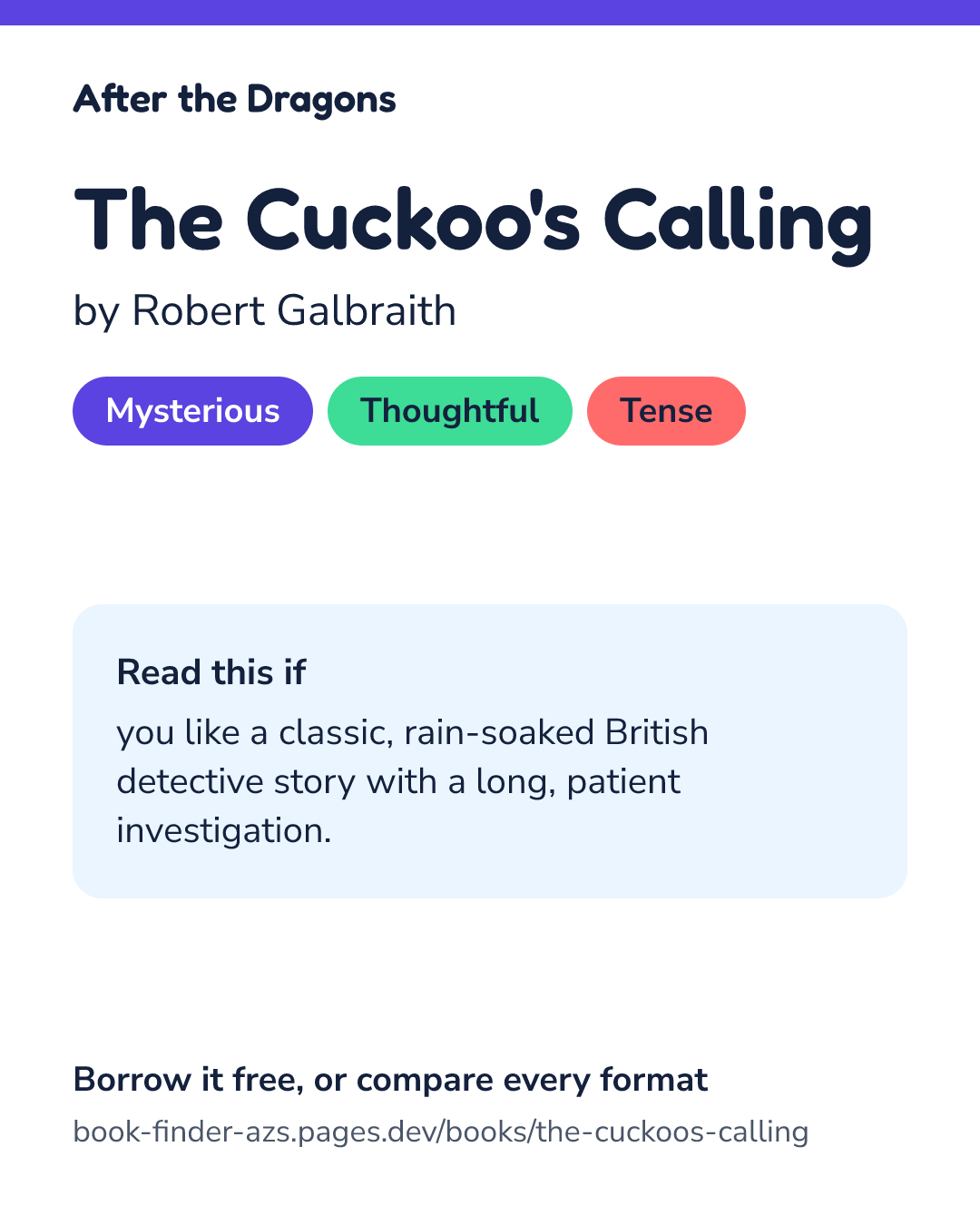Share card for The Cuckoo's Calling