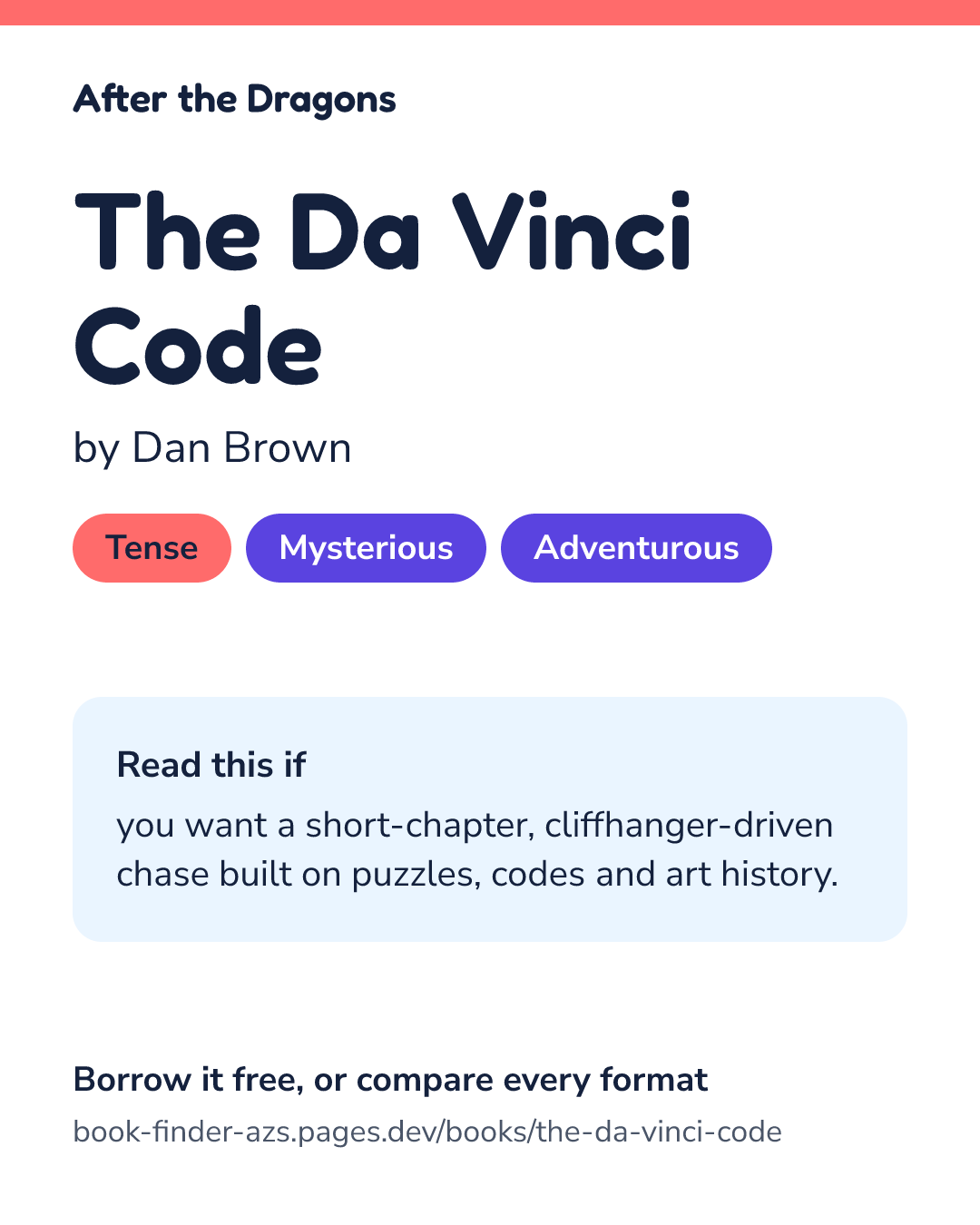 Share card for The Da Vinci Code