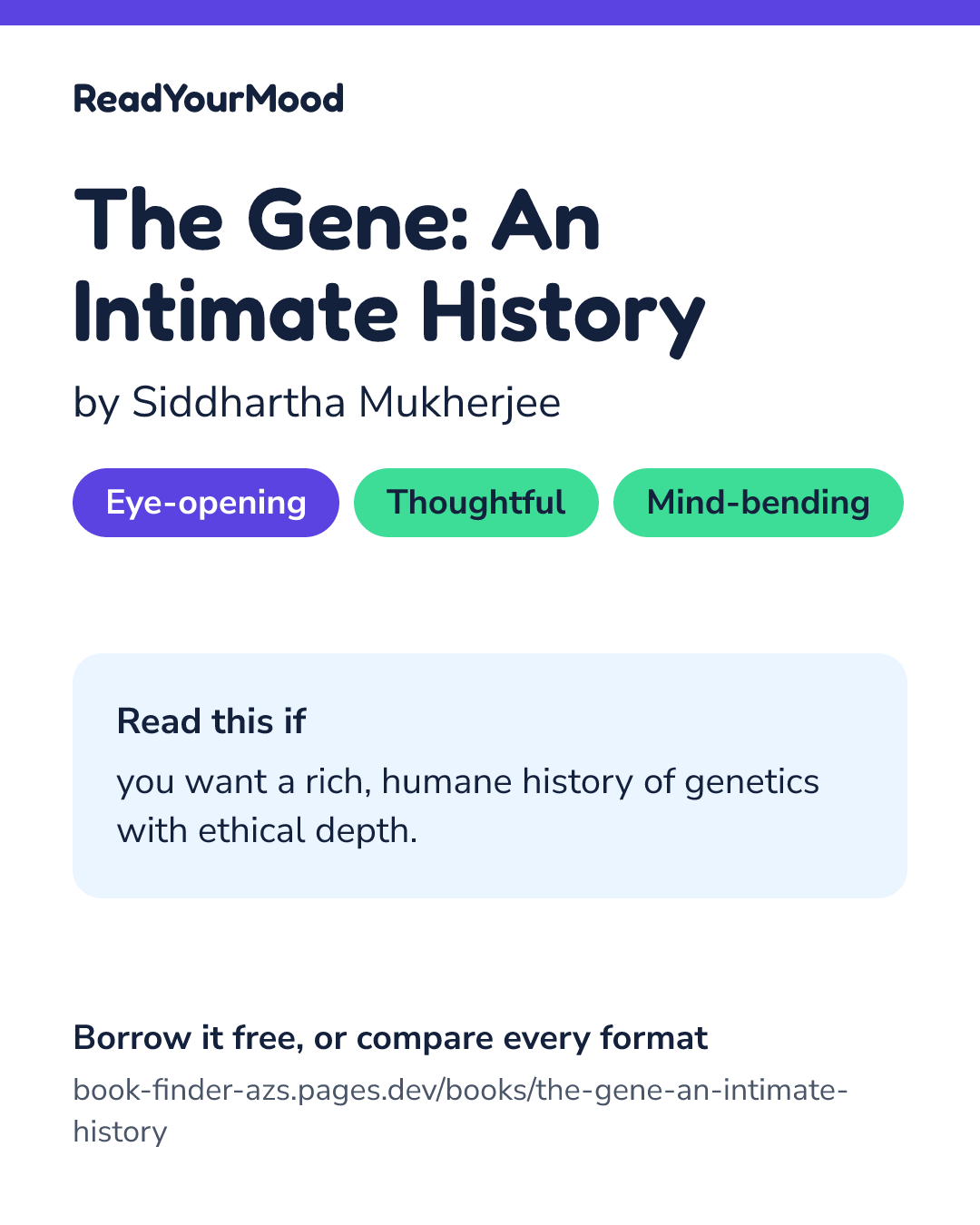 Share card for The Gene: An Intimate History