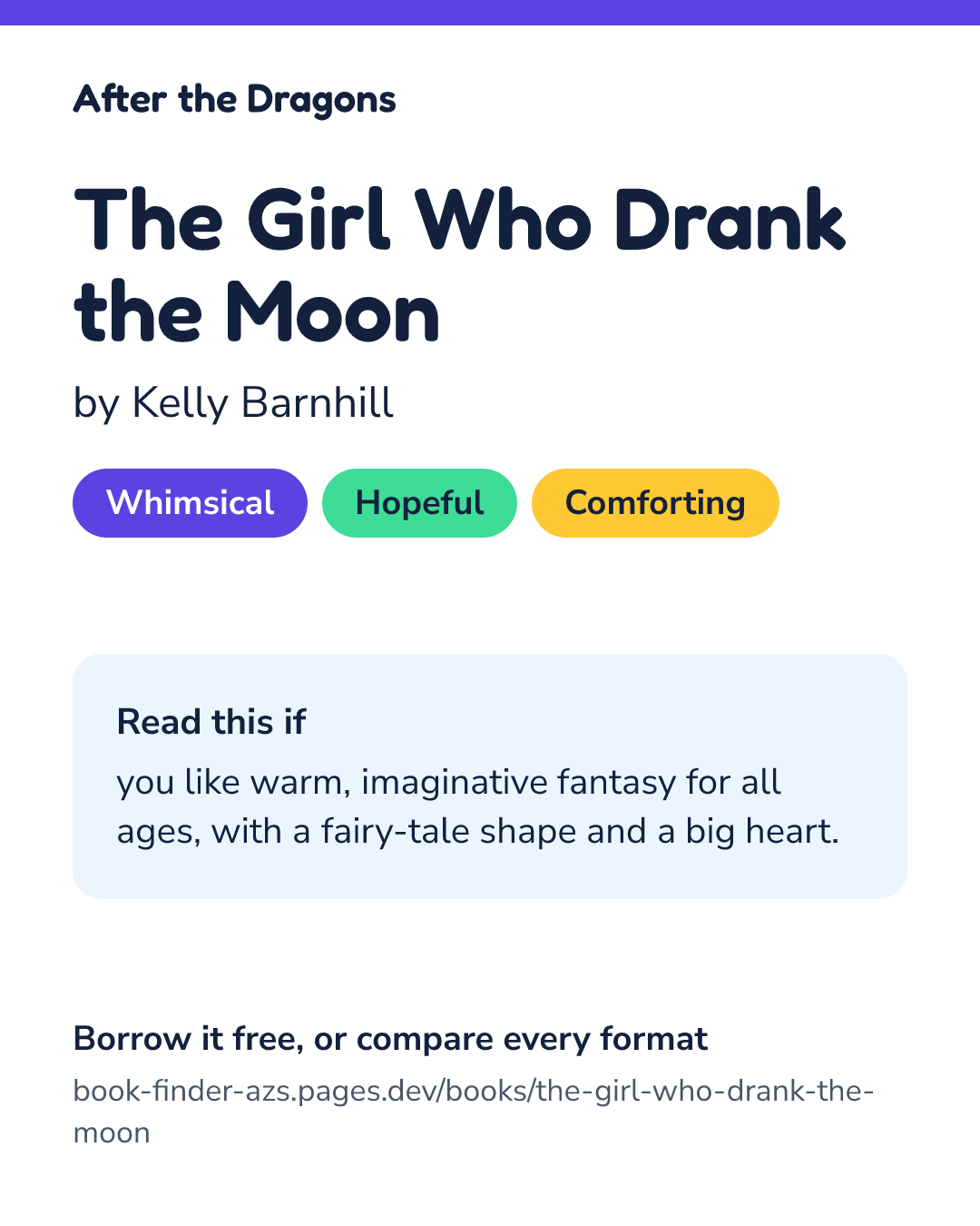 Share card for The Girl Who Drank the Moon