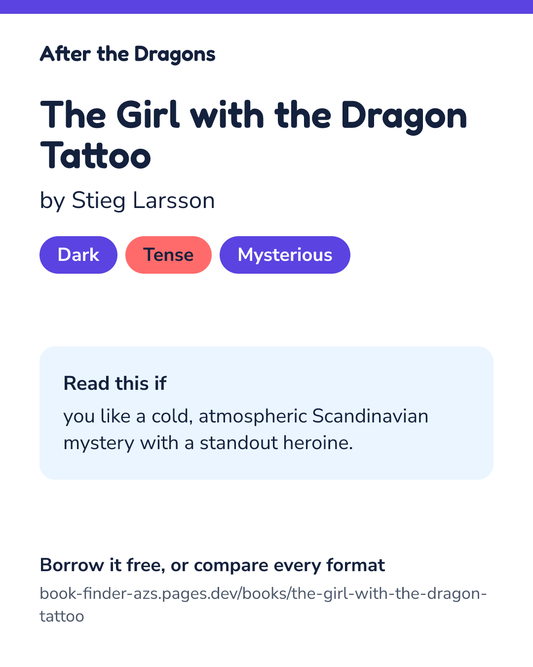 Share card for The Girl with the Dragon Tattoo