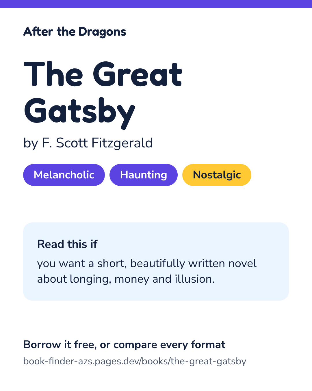 Share card for The Great Gatsby