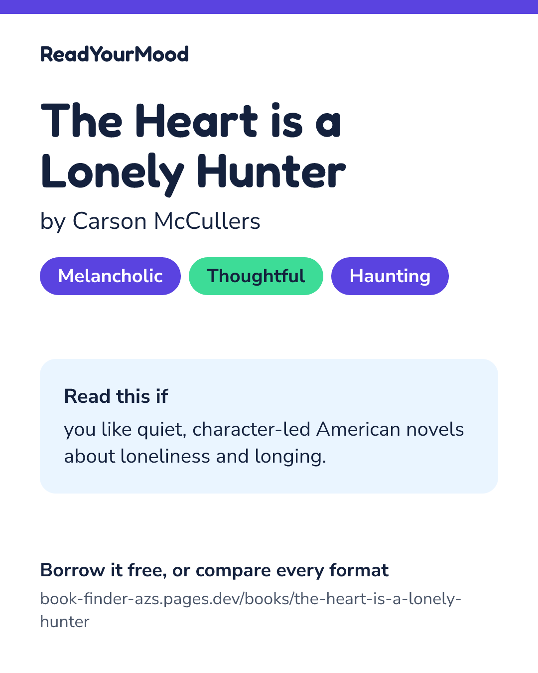 Share card for The Heart is a Lonely Hunter