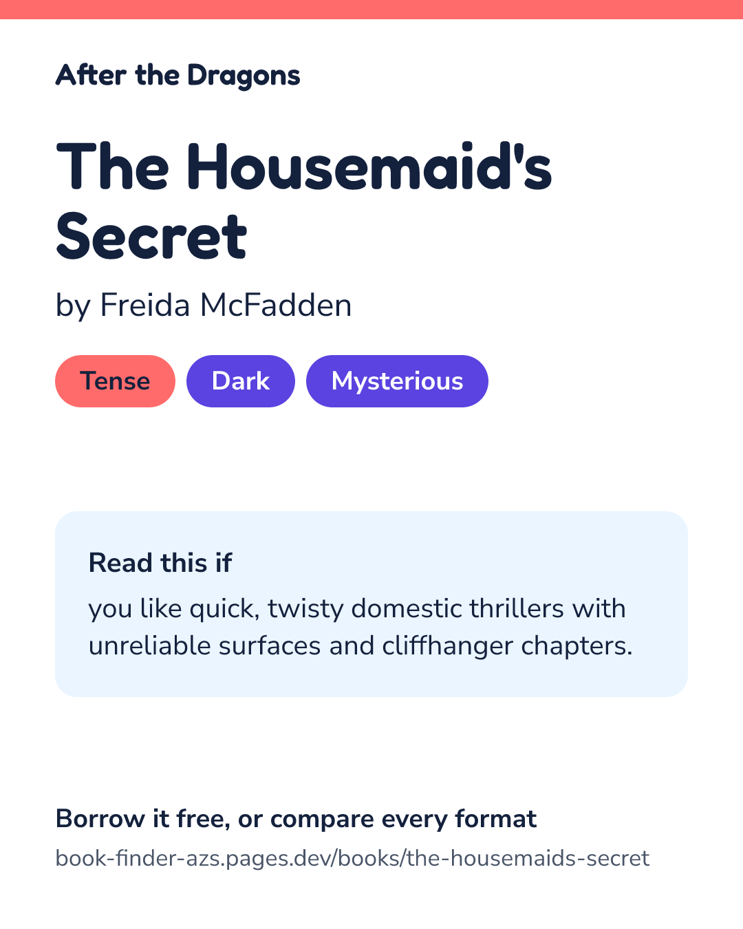 Share card for The Housemaid's Secret