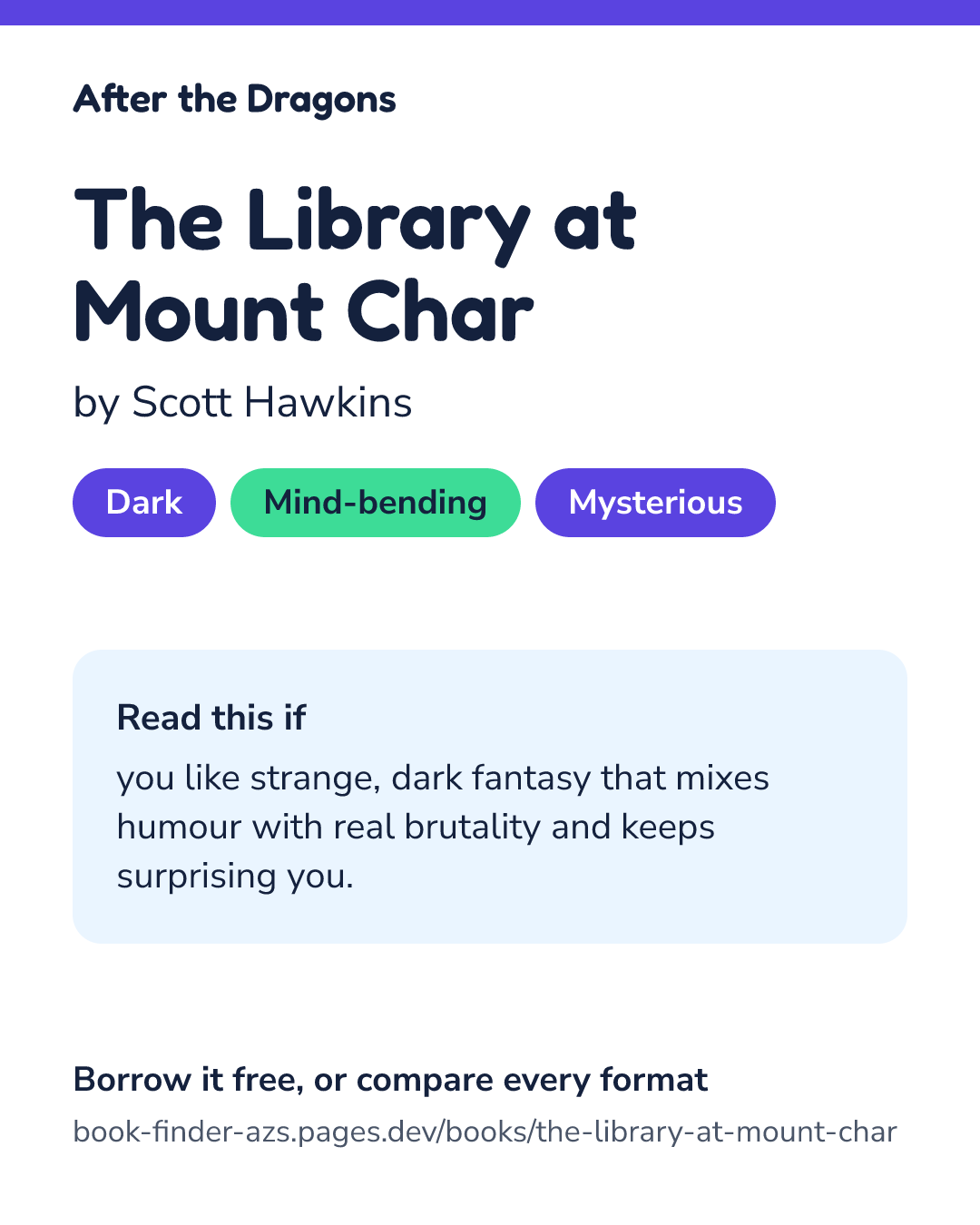 Share card for The Library at Mount Char