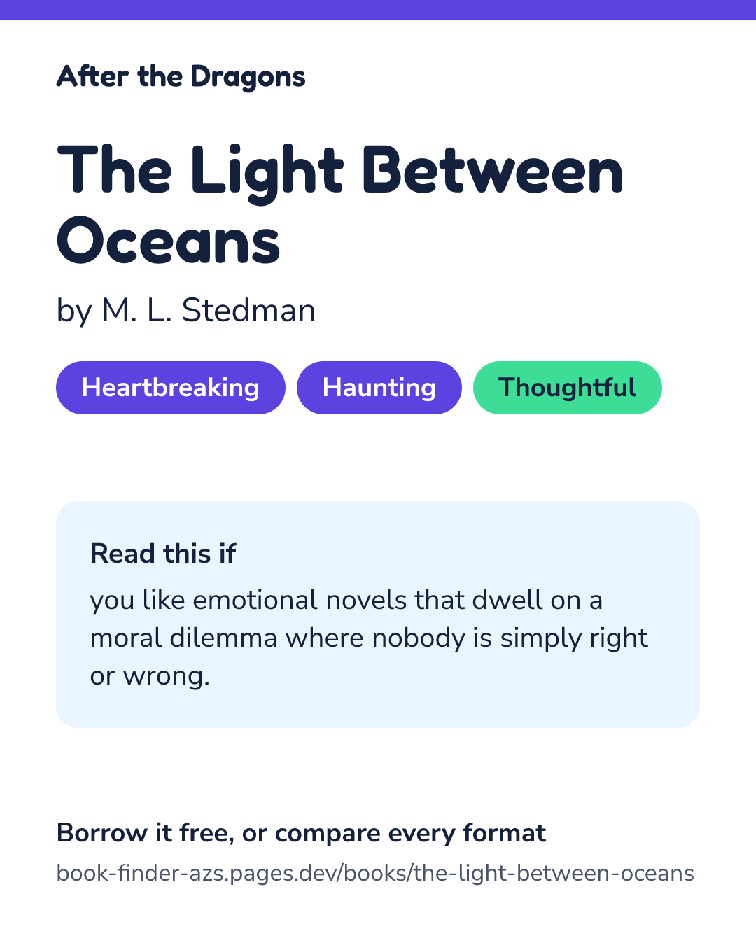 Share card for The Light Between Oceans