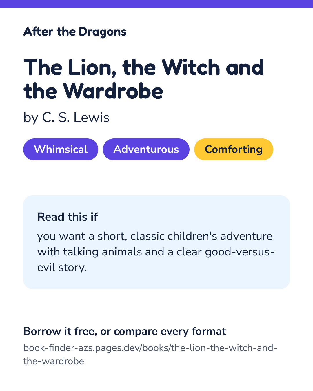 Share card for The Lion, the Witch and the Wardrobe