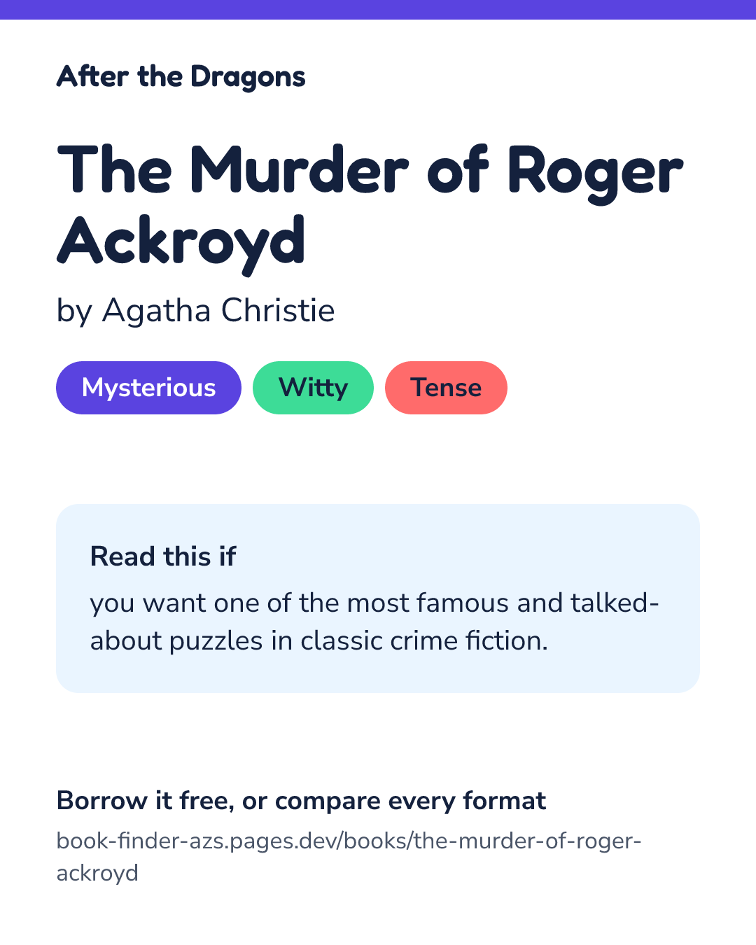 Share card for The Murder of Roger Ackroyd