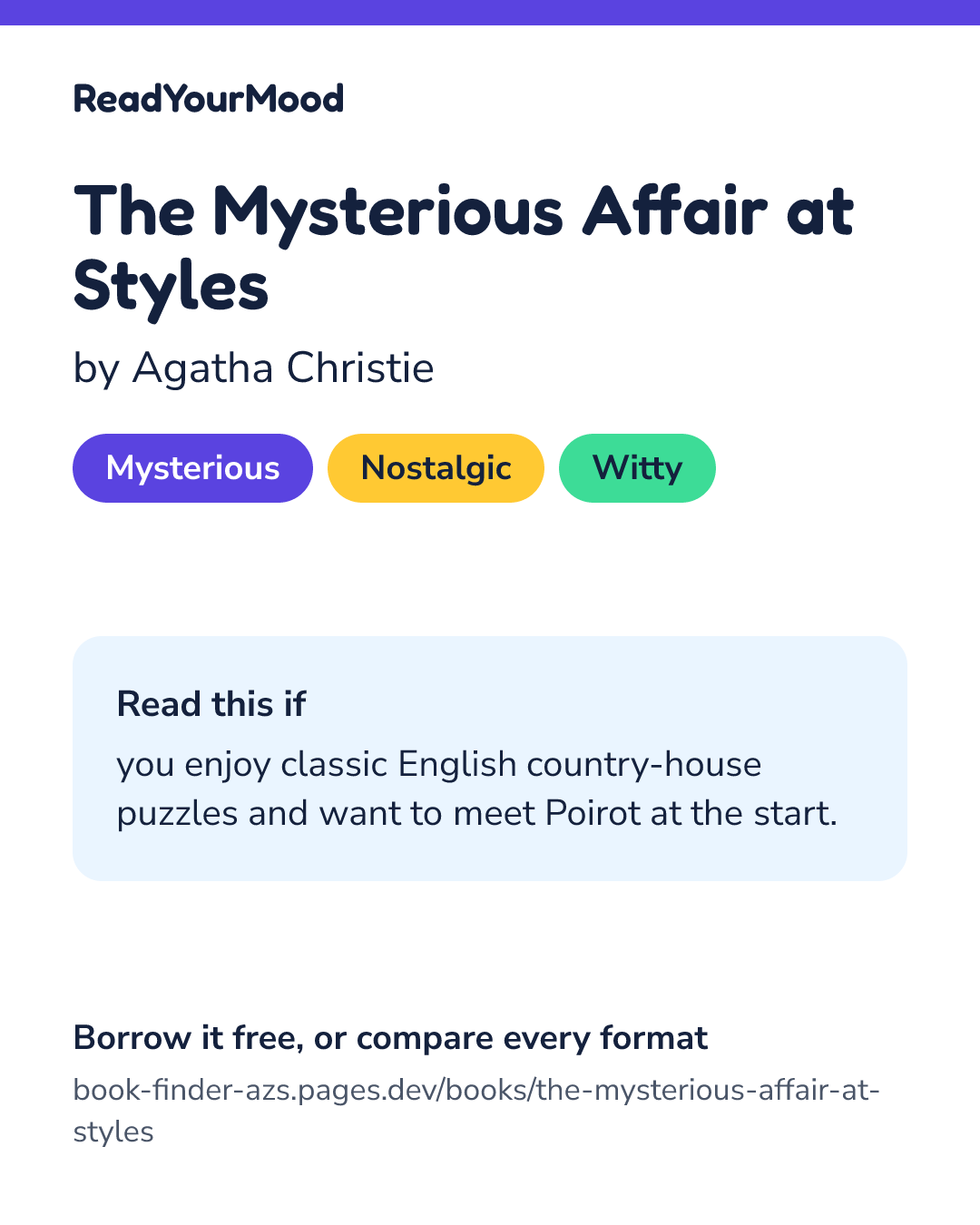 Share card for The Mysterious Affair at Styles