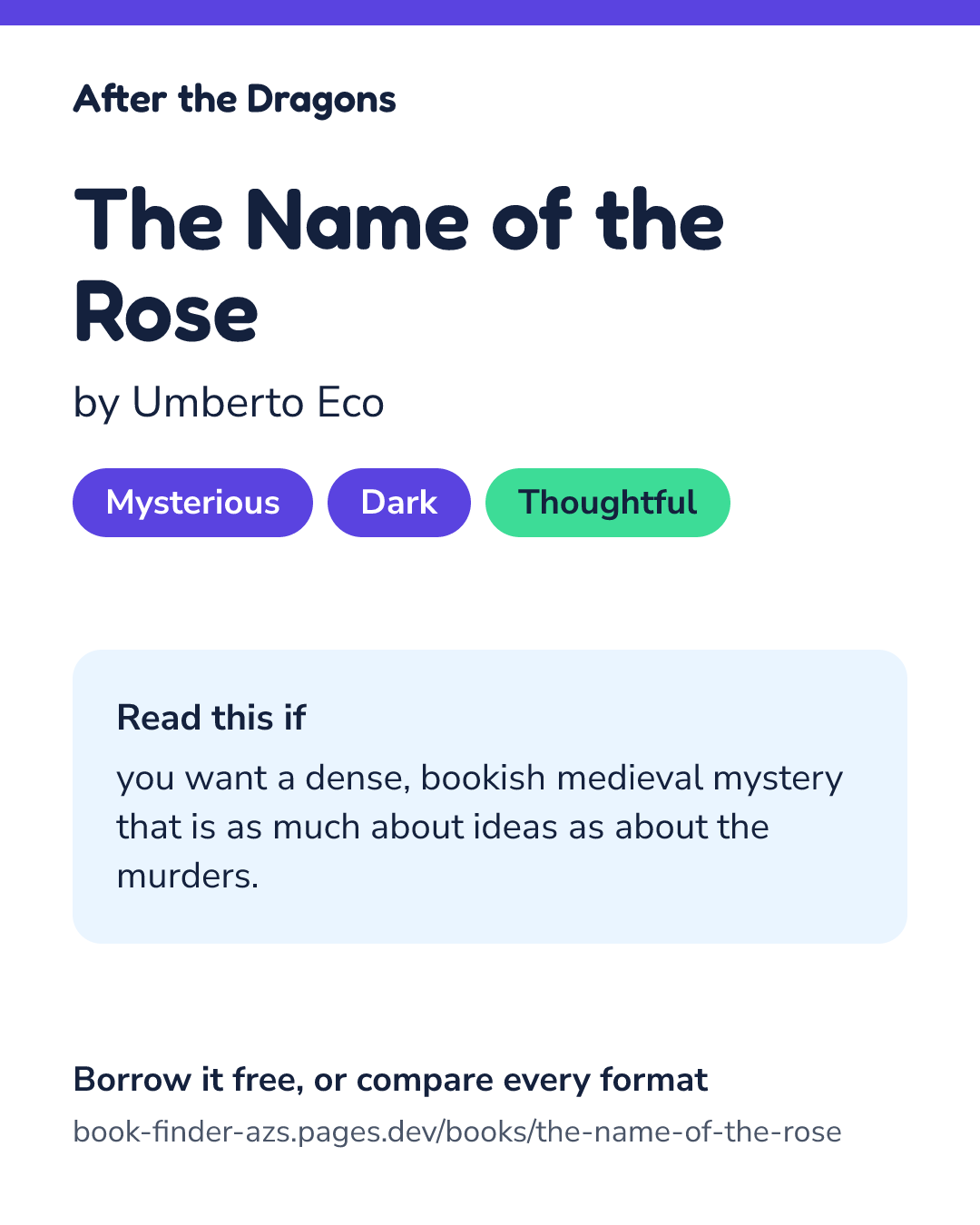 Share card for The Name of the Rose