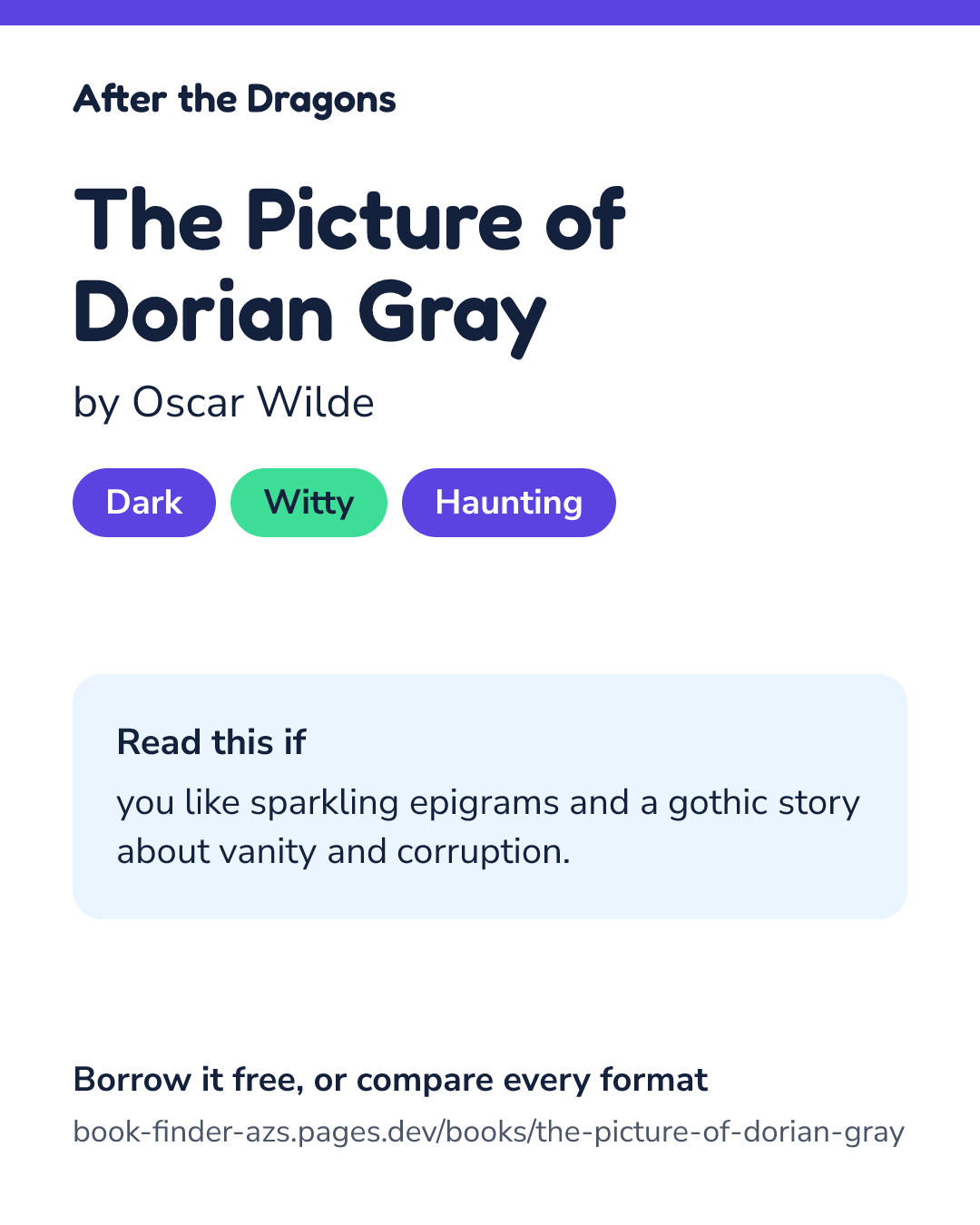 Share card for The Picture of Dorian Gray