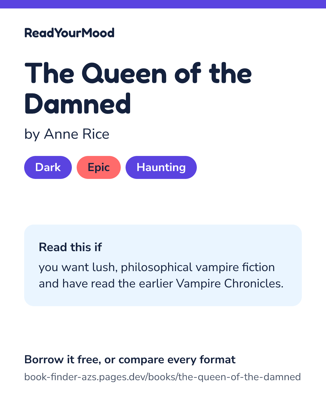 Share card for The Queen of the Damned