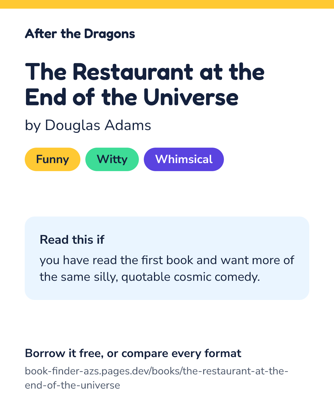 Share card for The Restaurant at the End of the Universe