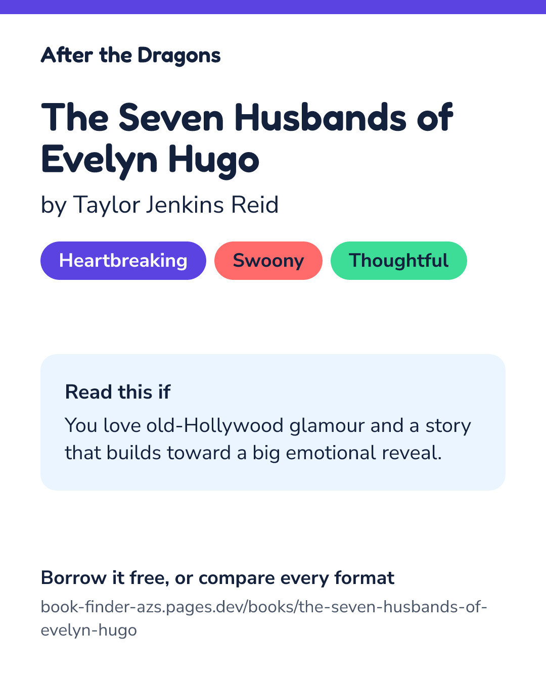 Share card for The Seven Husbands of Evelyn Hugo