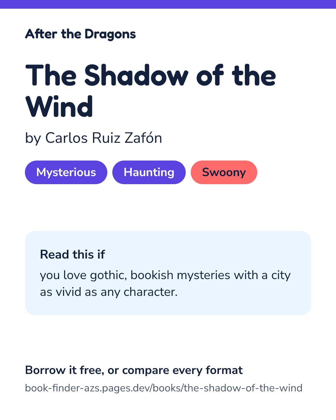 Share card for The Shadow of the Wind