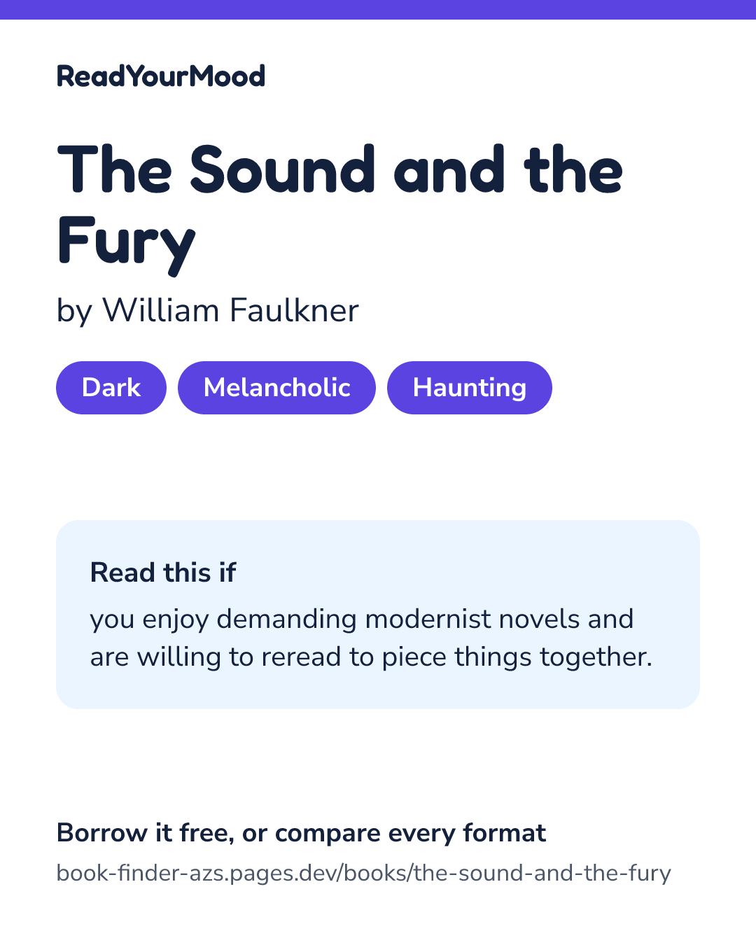 Share card for The Sound and the Fury
