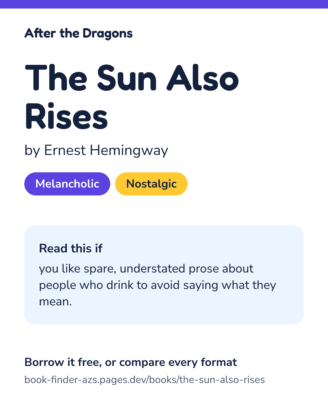 Share card for The Sun Also Rises