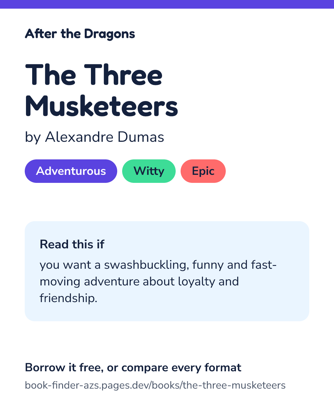 Share card for The Three Musketeers