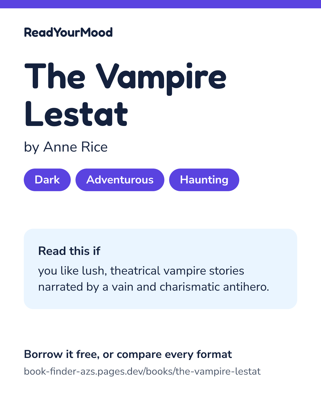 Share card for The Vampire Lestat