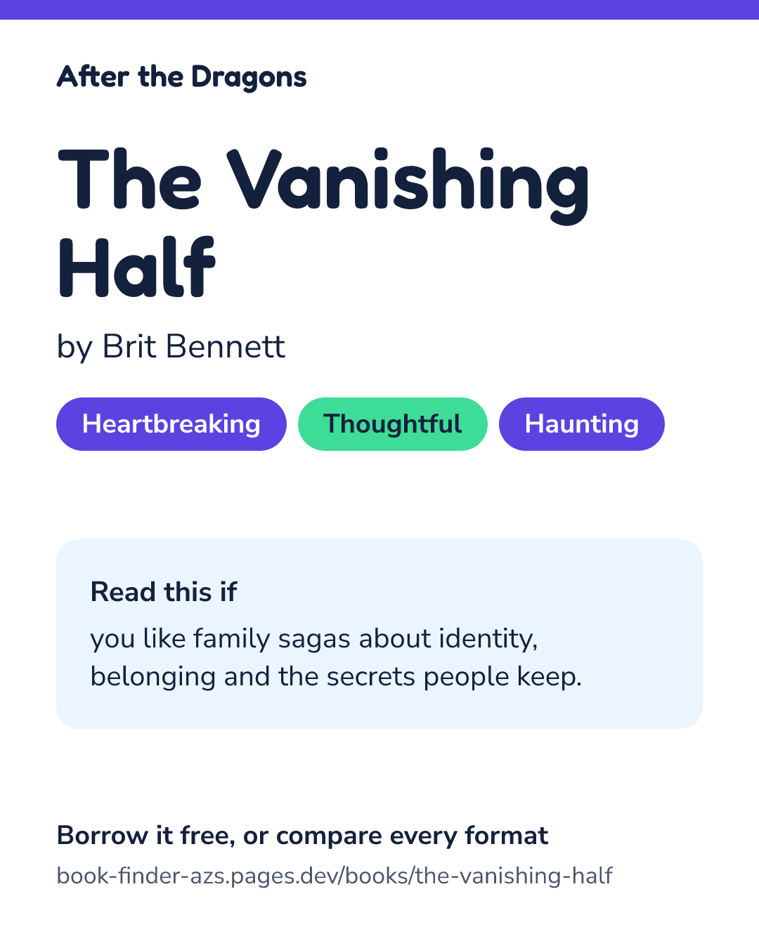 Share card for The Vanishing Half