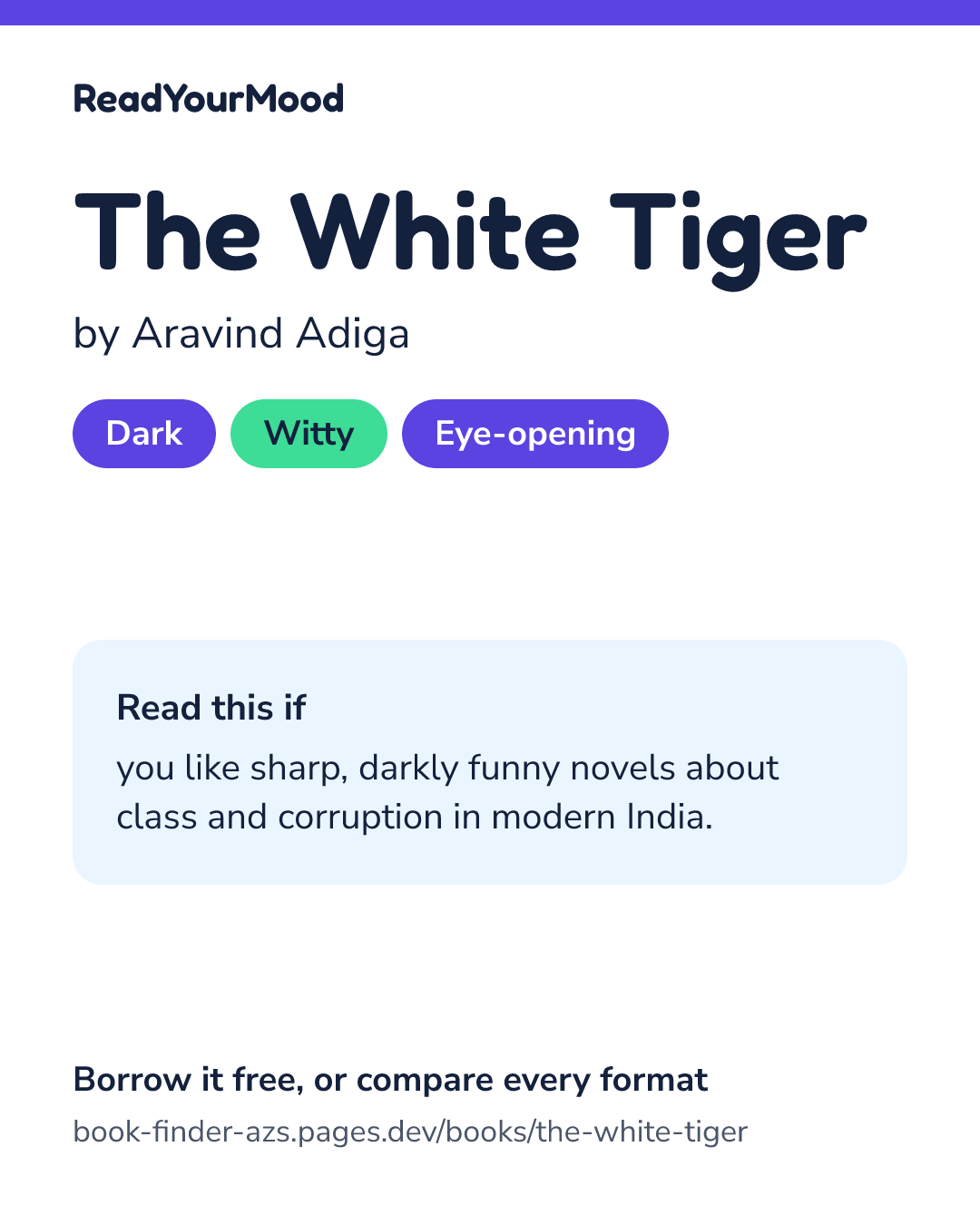 Share card for The White Tiger