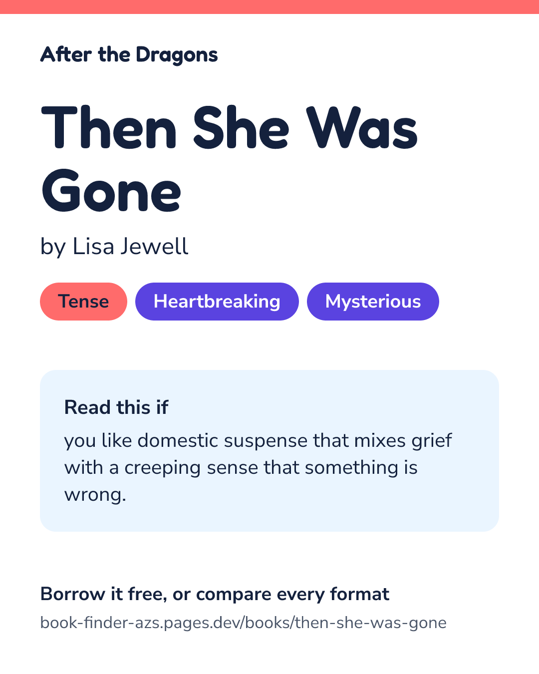 Share card for Then She Was Gone