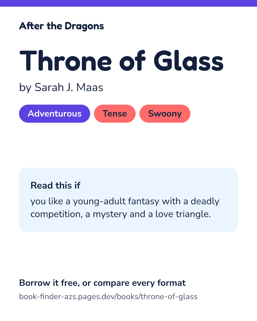 Share card for Throne of Glass