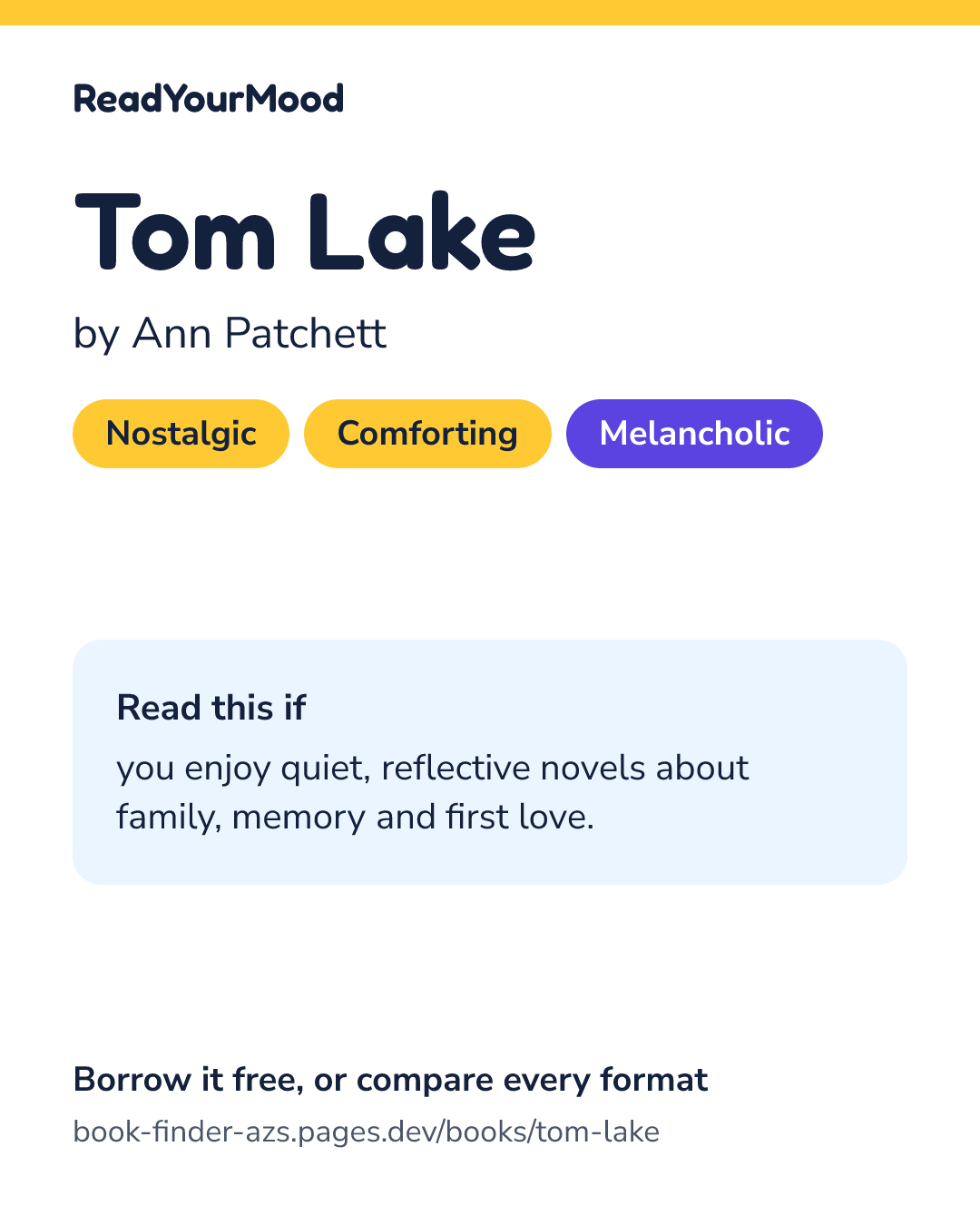 Share card for Tom Lake