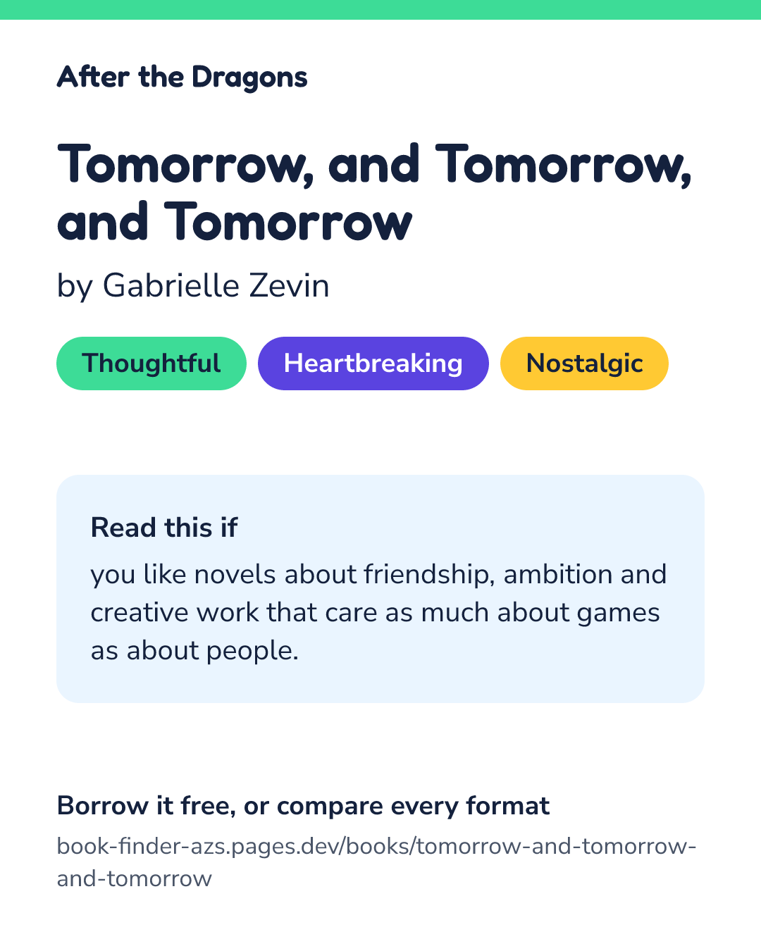 Share card for Tomorrow, and Tomorrow, and Tomorrow
