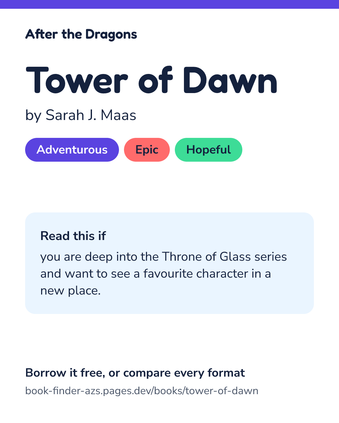 Share card for Tower of Dawn