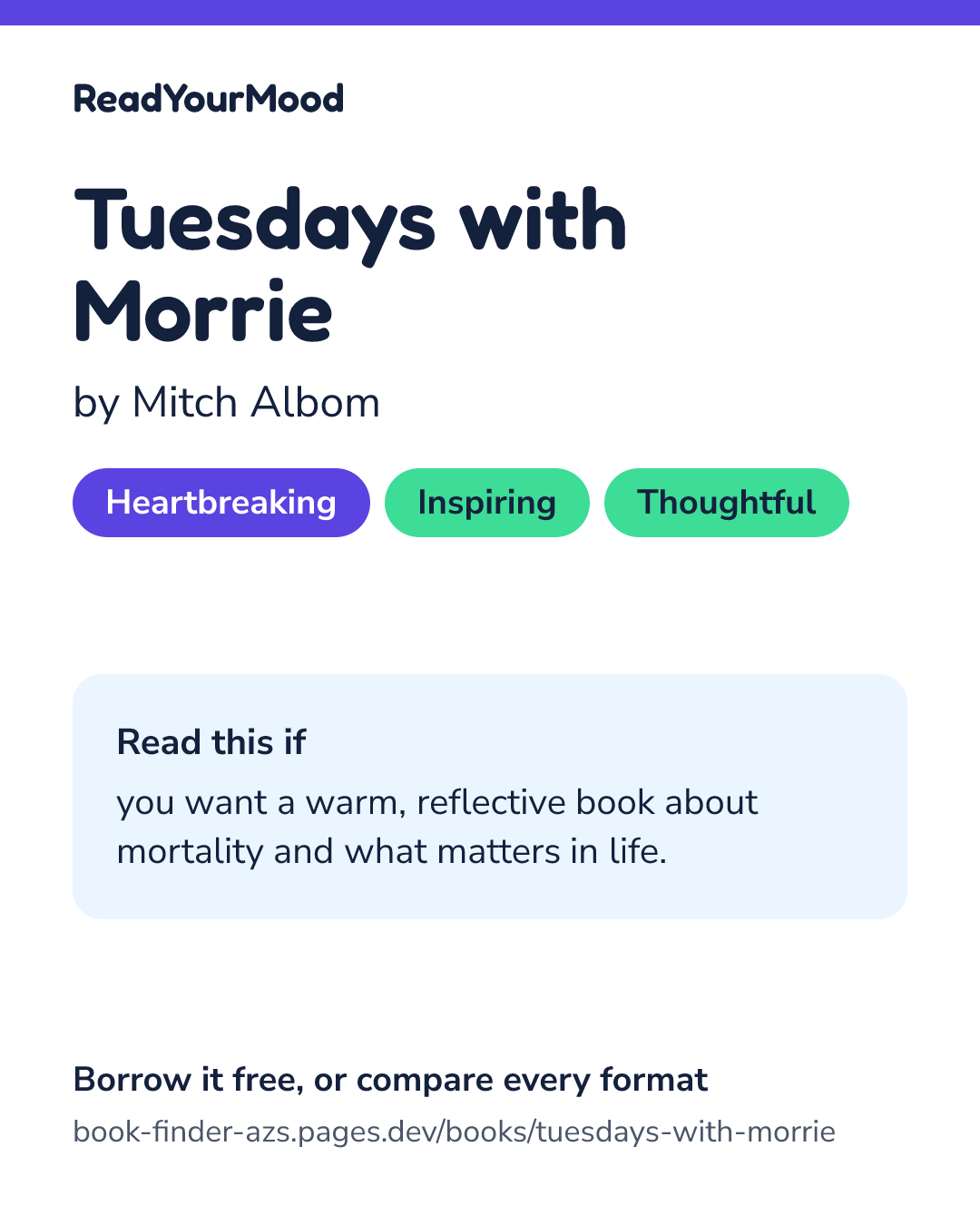 Share card for Tuesdays with Morrie
