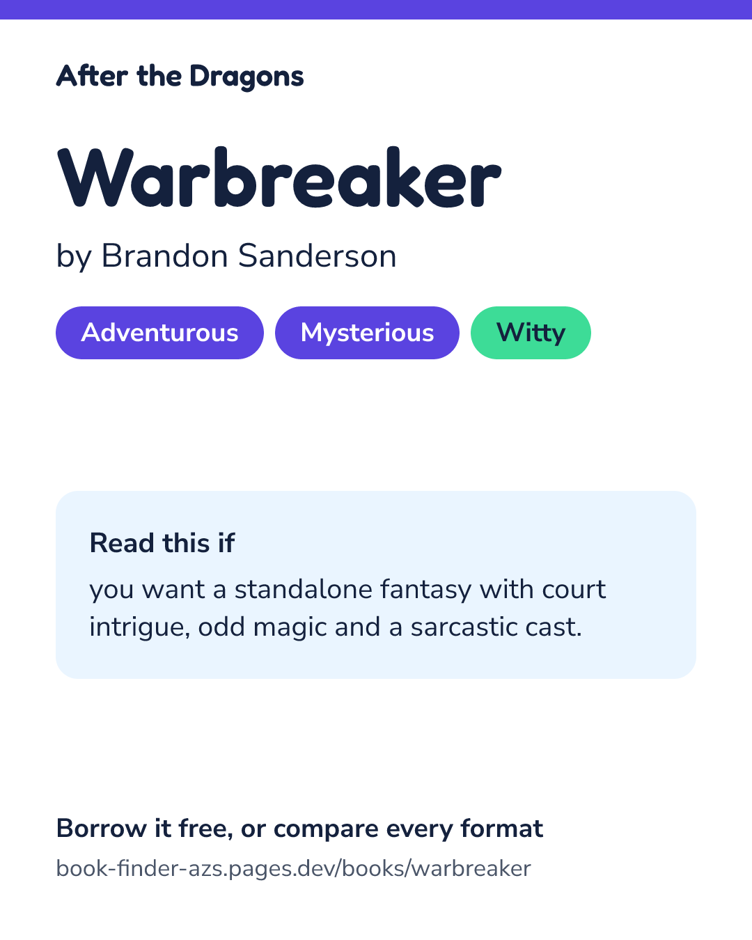 Share card for Warbreaker