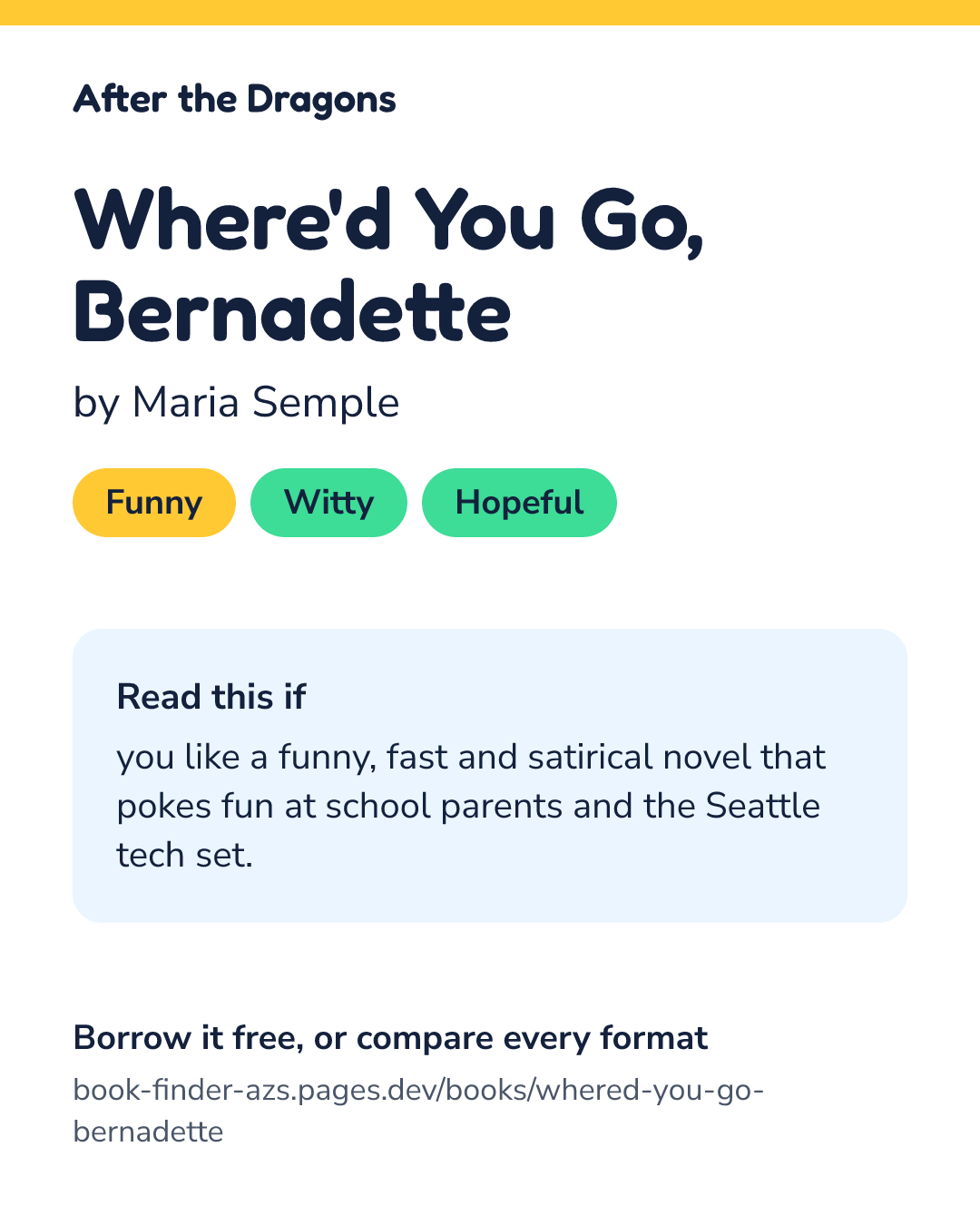 Share card for Where'd You Go, Bernadette
