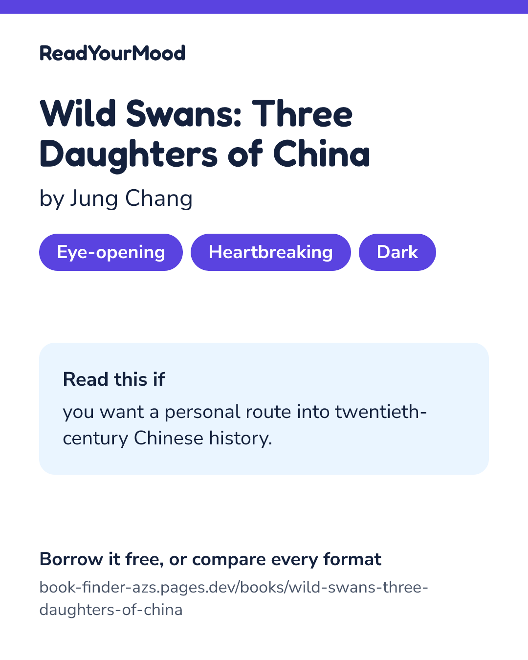 Share card for Wild Swans: Three Daughters of China