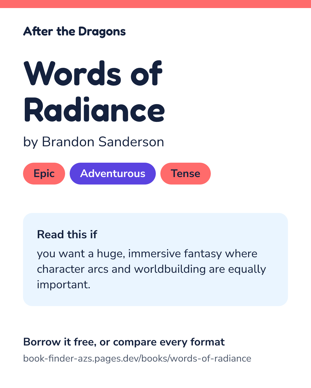 Share card for Words of Radiance